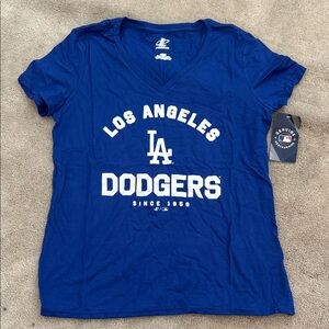 Los Angeles Dodgers Logo Athletic Women's Unrivaled V-Neck T-Shirt - Royal